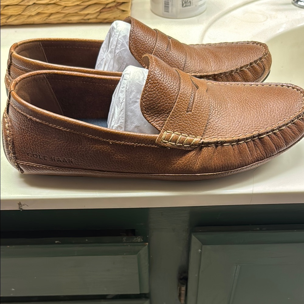 Cole Haan Brown Leather Slip-On Loafers